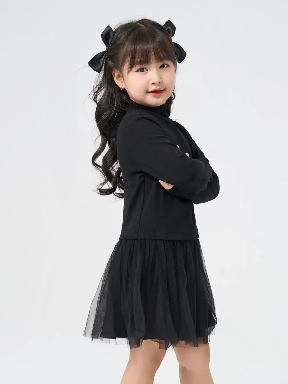 Váy Đông Trẻ Em Chân Lưới - Đen - 2-3