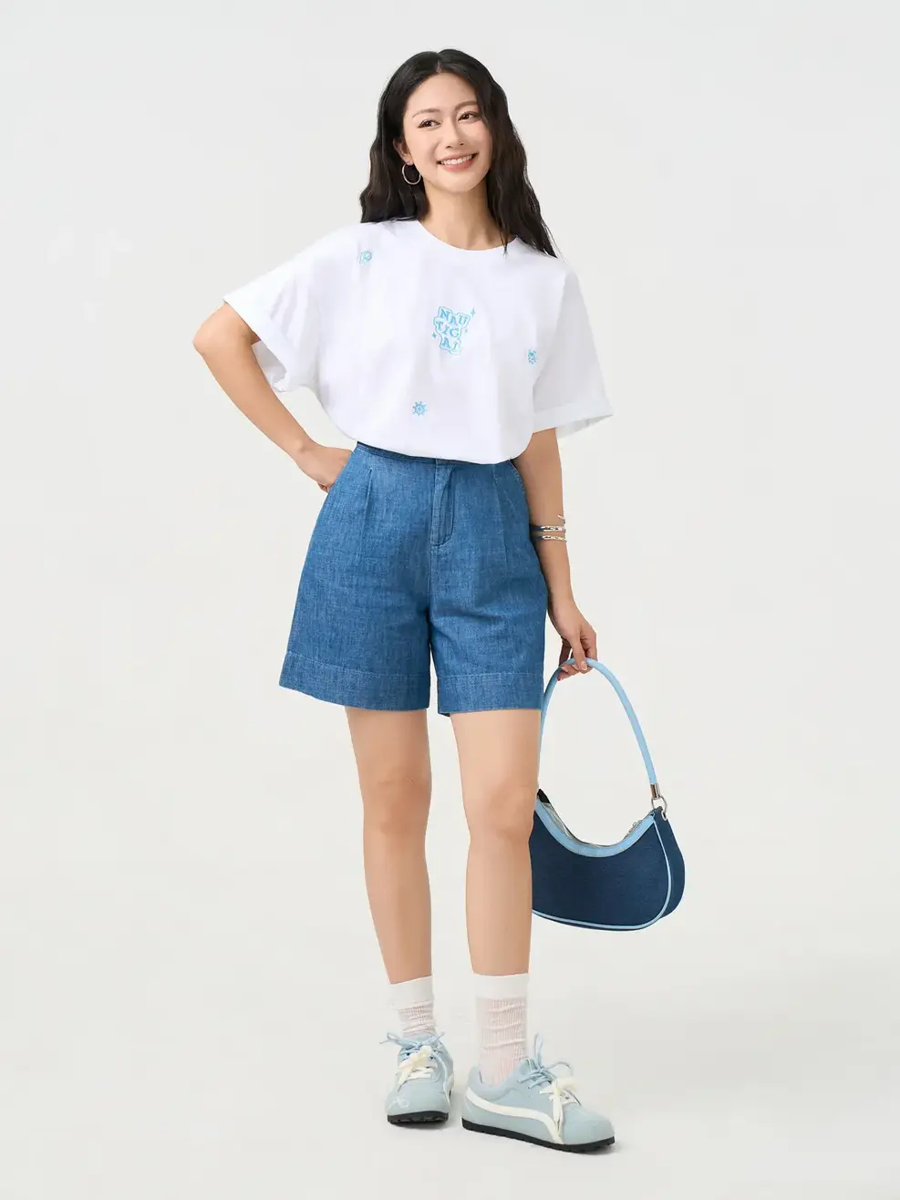 Áo Phông Nữ Relax Thêu Nautical - Trắng 001 - XS