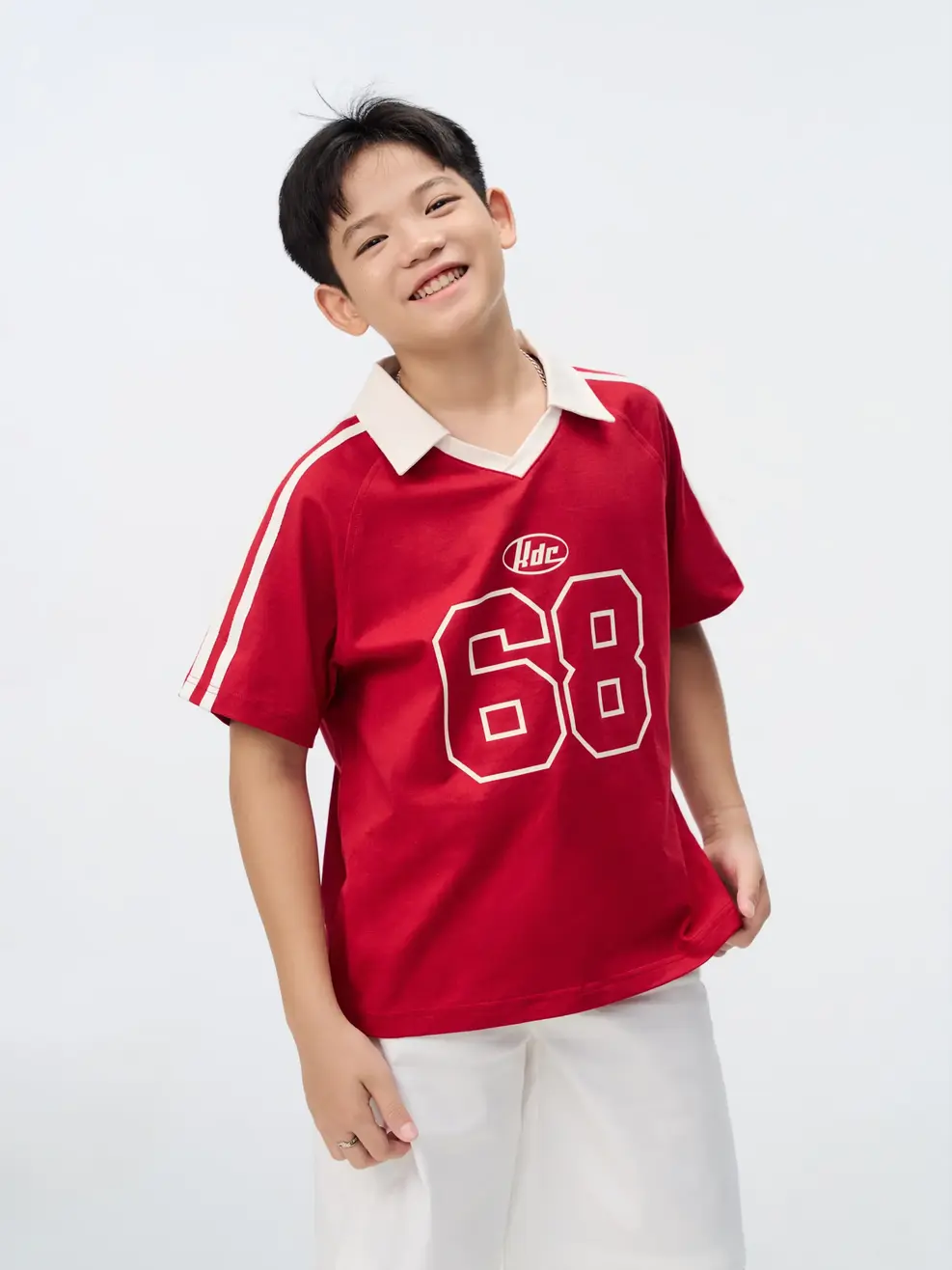 Áo Polo Teen Form Relax Tay Raglan - Đỏ 026 - 140