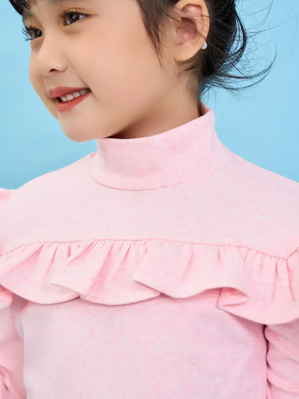 Áo thun kid cổ cao bèo ngực - Hồng - 2