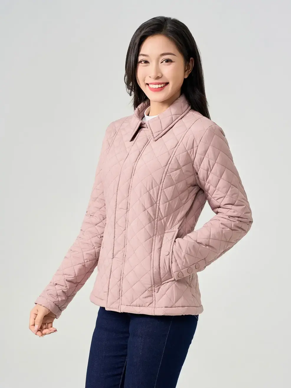 Áo Phao Nữ Trần Trám Nẹp Giấu Khóa (phn7008) - Hồng 004 - S