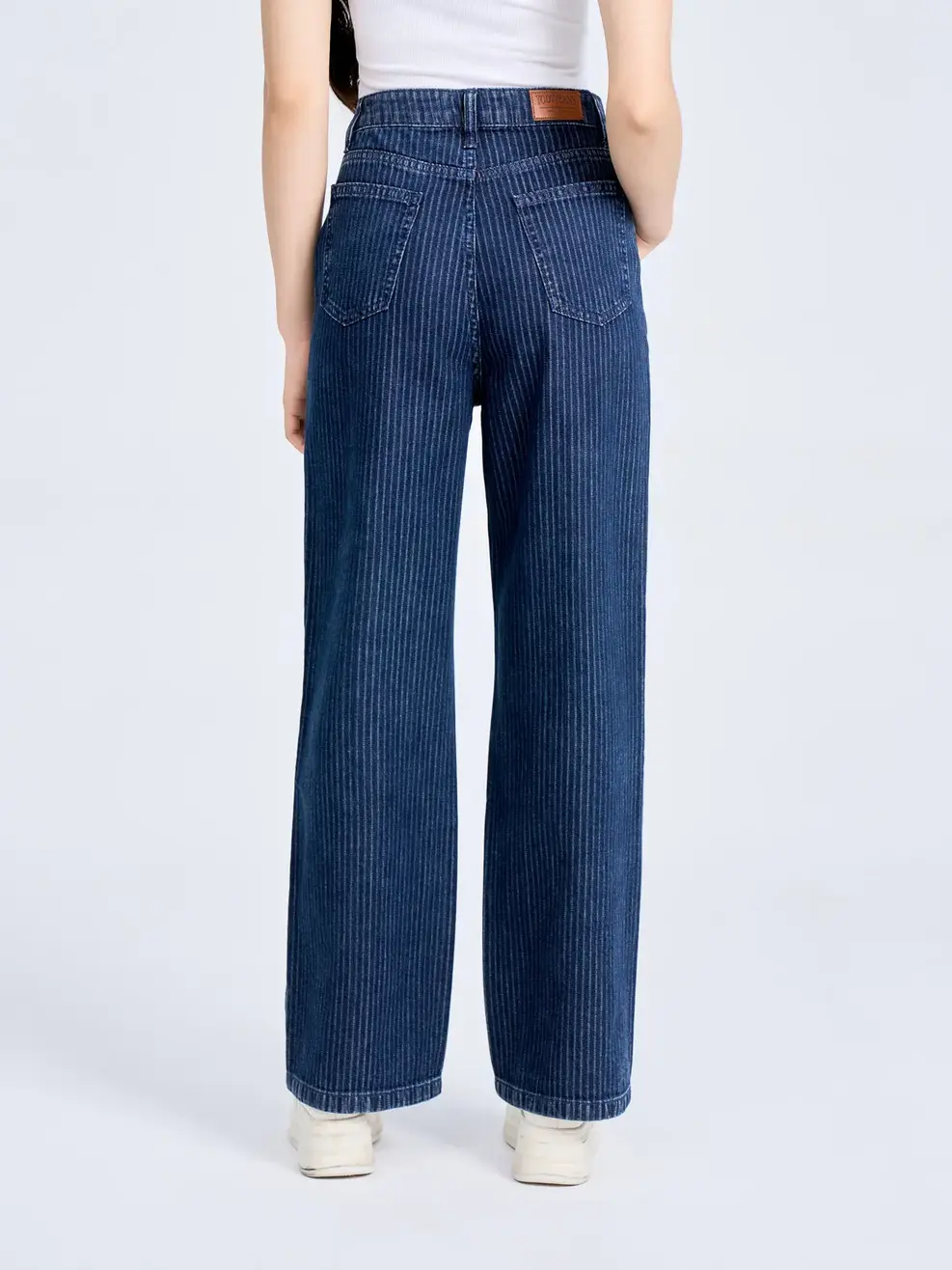 Quần Jeans Nữ Ống Suông Kẻ Xương Cá - Xanh đậm - 25