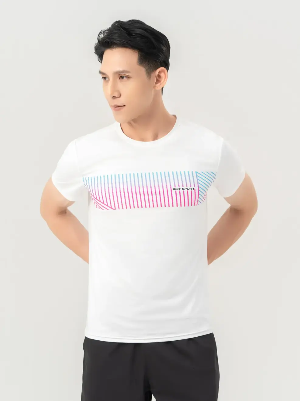 T-shirt Thể Thao Nam In Phối Ngực - Trắng - M