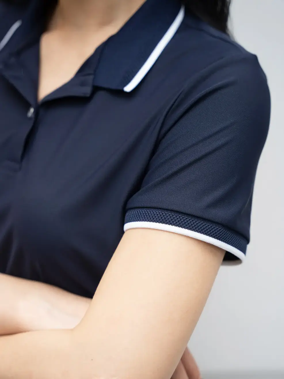 Áo Polo nữ Airycool bo quả trám - Navy - S