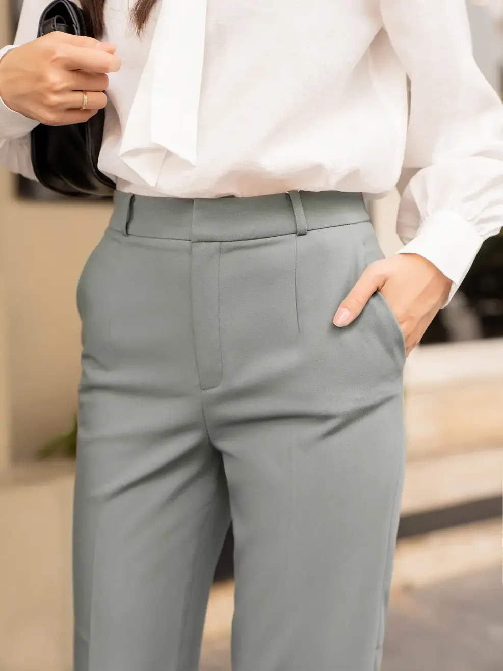 Quần âu nữ Rel chun sau - Xanh ghi - S