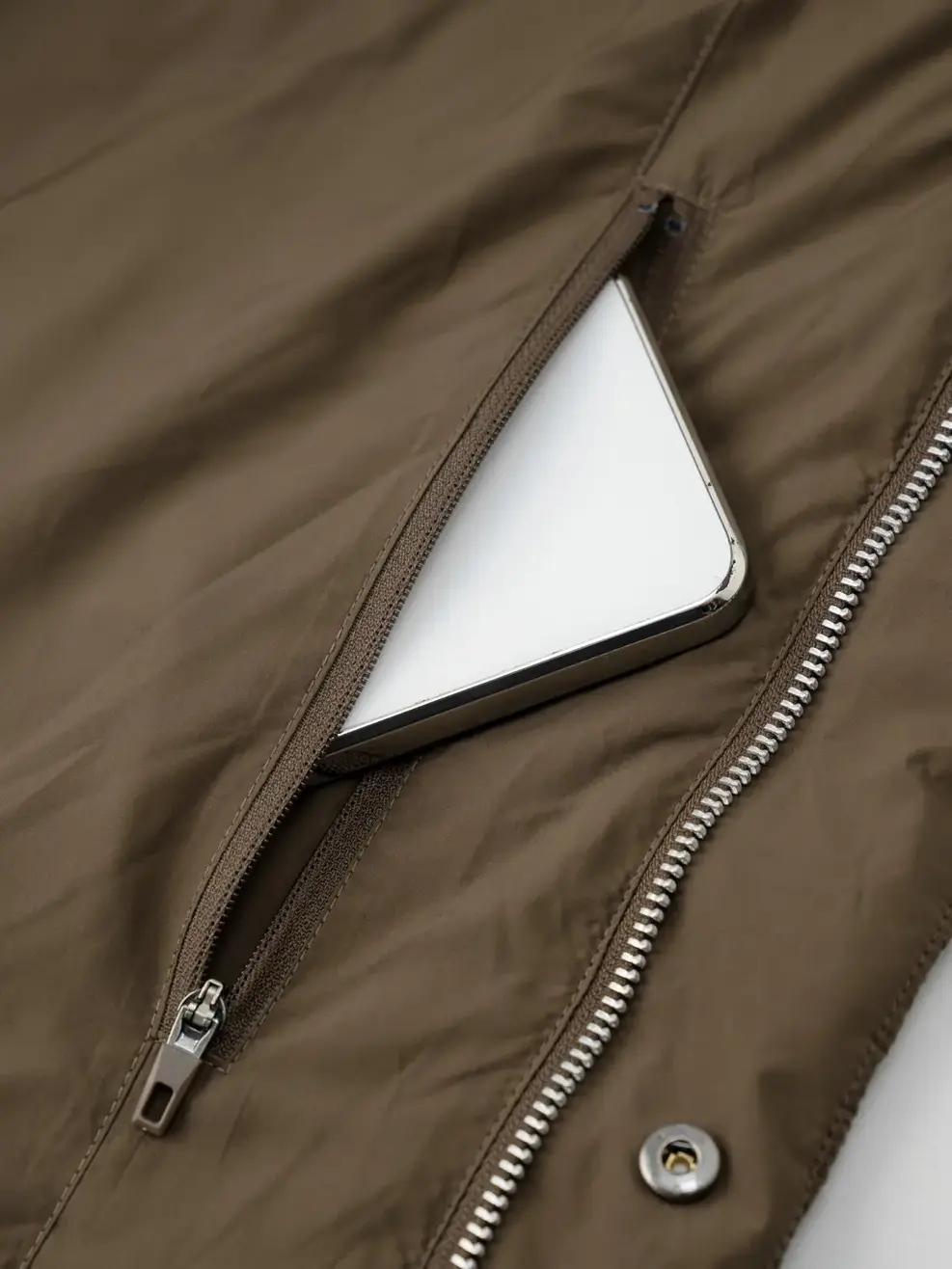 Áo Phao Nam Trần Trám Nẹp Giấu Khoá - Rêu - M