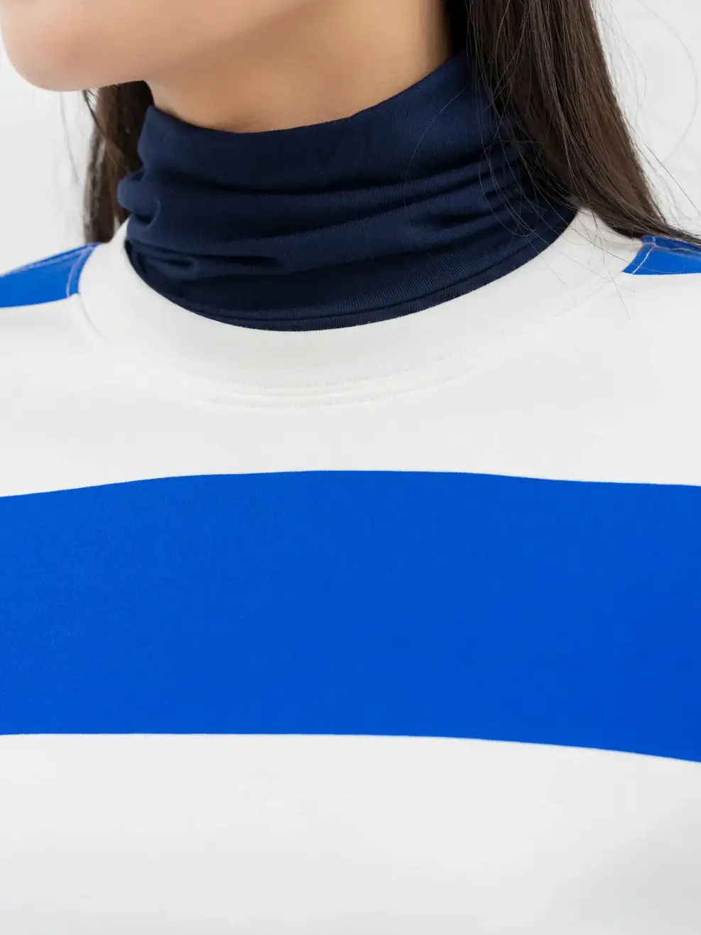 Áo Thu Đông Nữ Phối Kẻ  - Kẻ xanh đậm - S