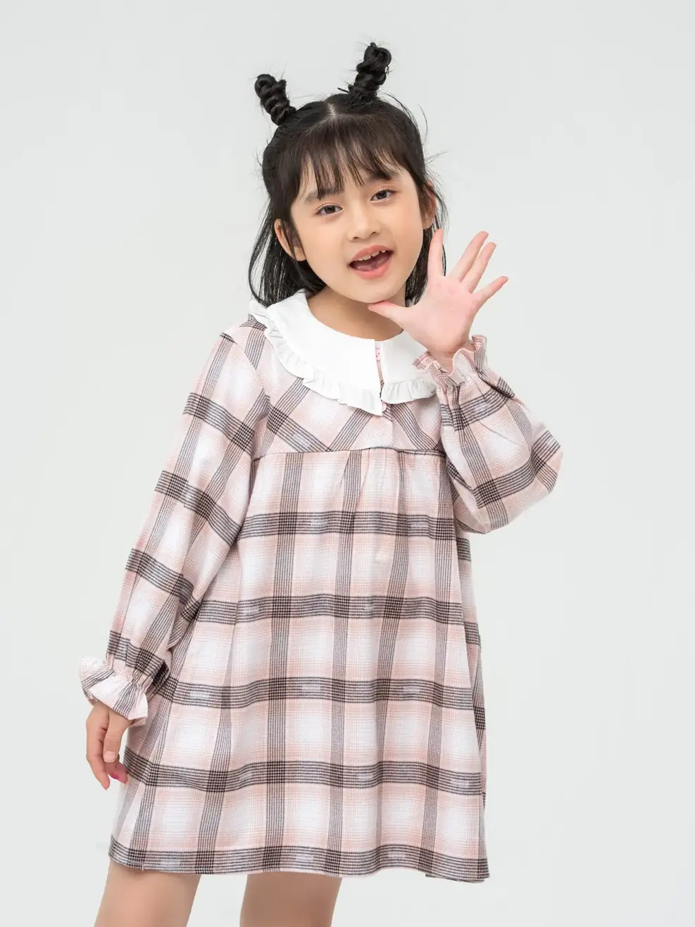 Váy Kid Nữ Phối Cổ Kẹp Bèo - Hồng - 2