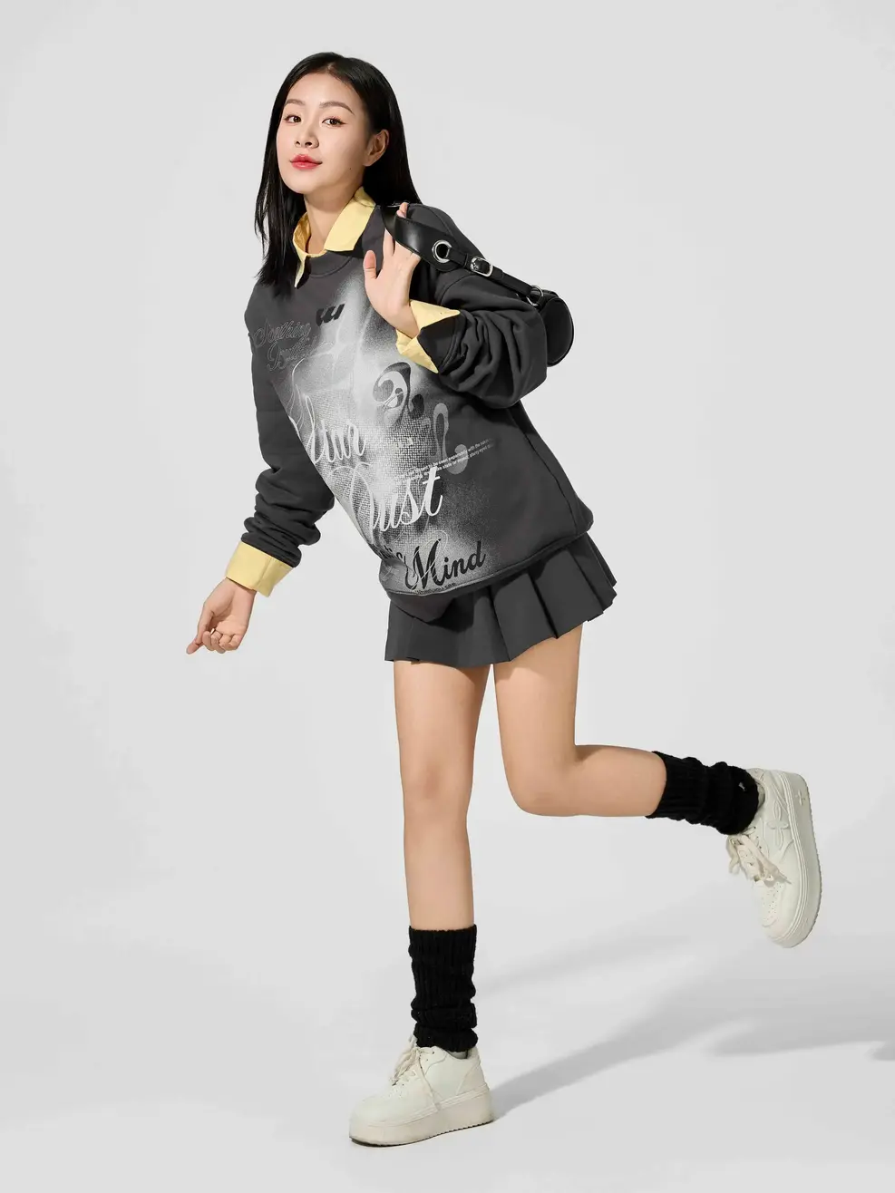 Sweater In Tràn - Ghi - 1