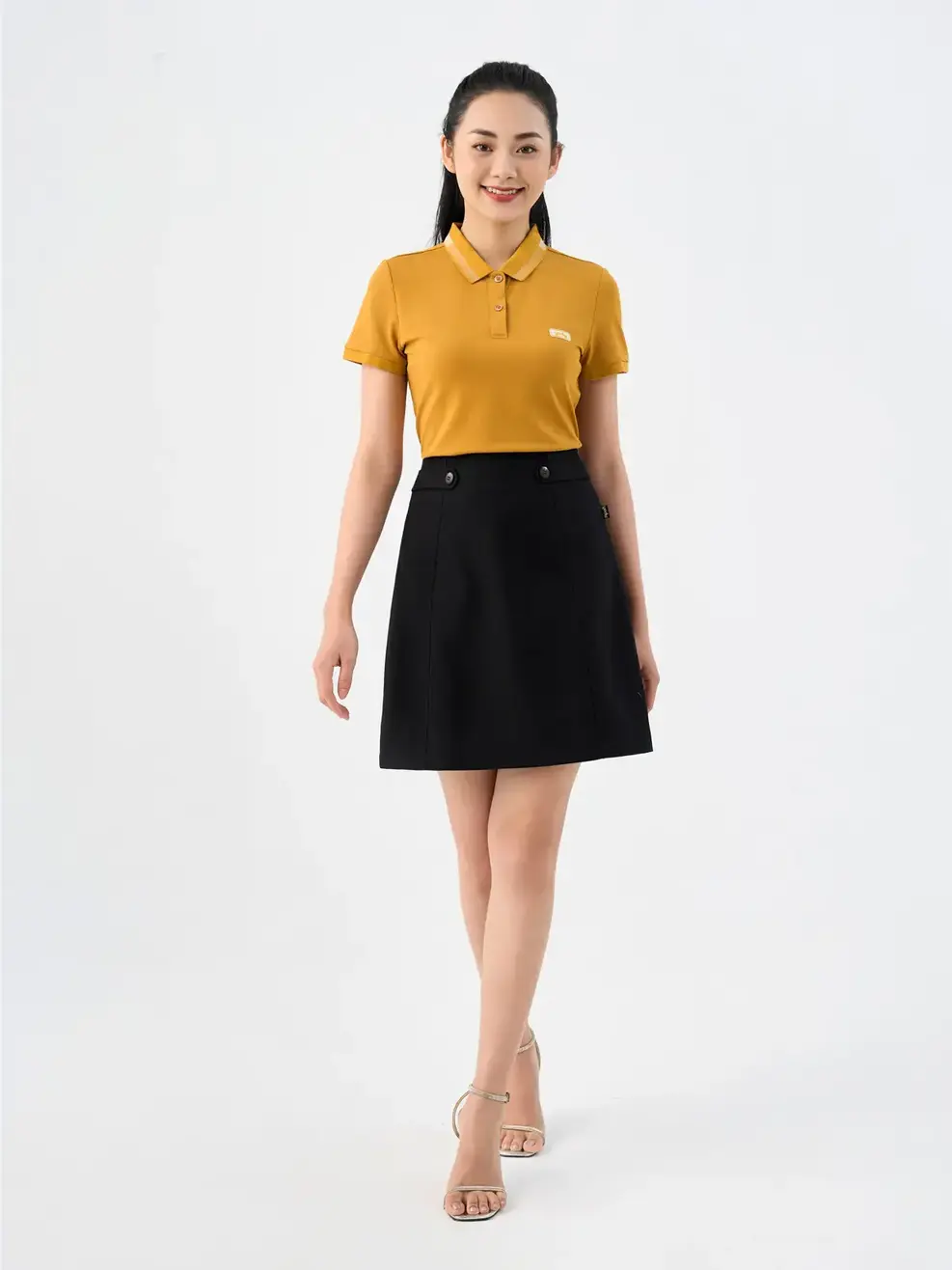 Áo Polo Nữ Mắt Chim Phối Bo-APN3340 - VÀNG 042 - 2XL