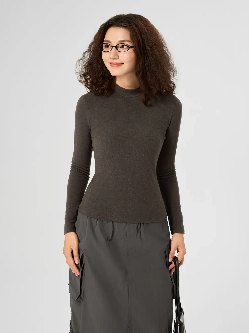 Áo Thu Đông Nữ Cổ 4cm  - Xám đậm - S