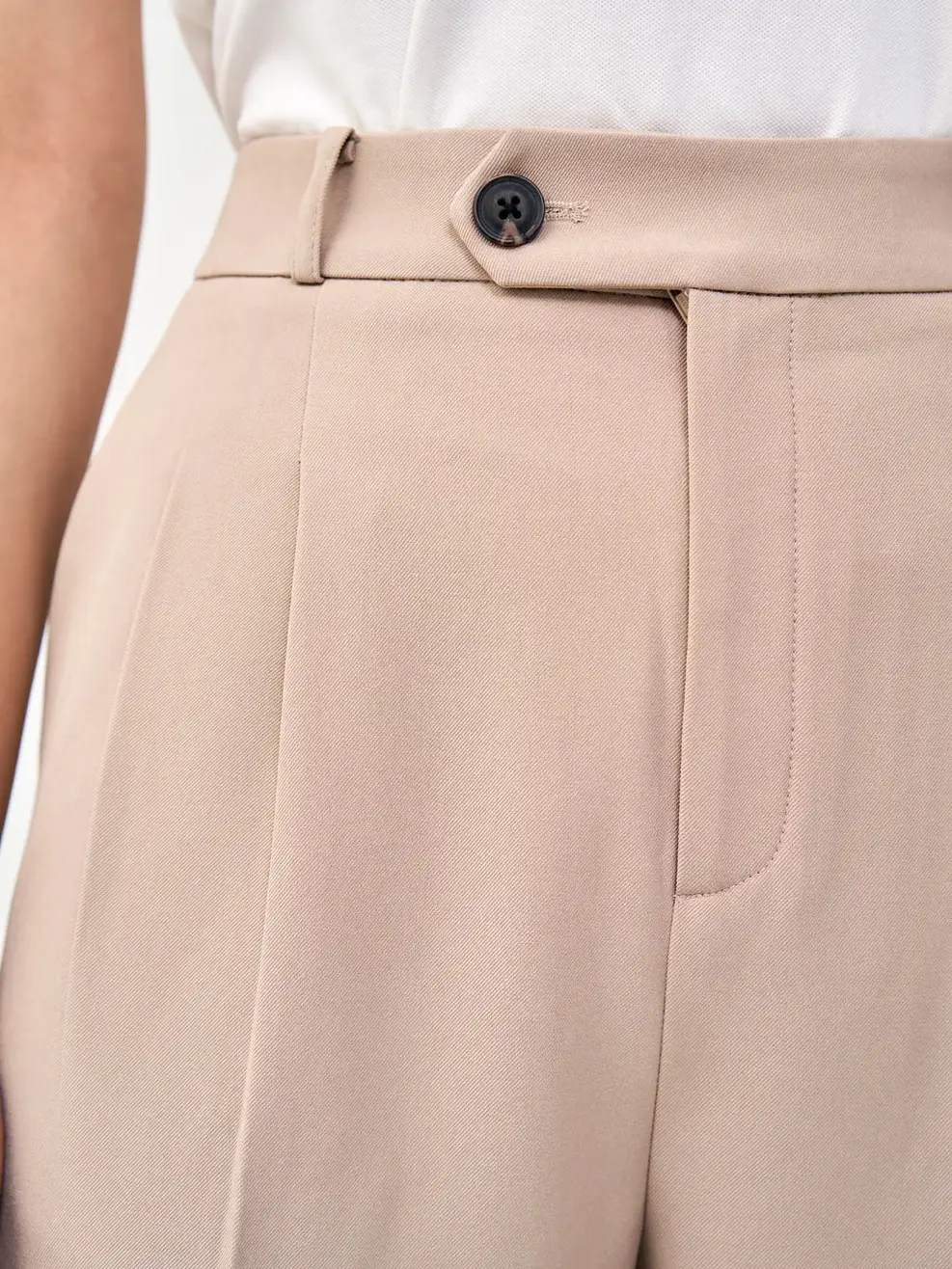 Quần Tây Nữ Ống Đứng Chun Cạp Sau - Ghi be - S