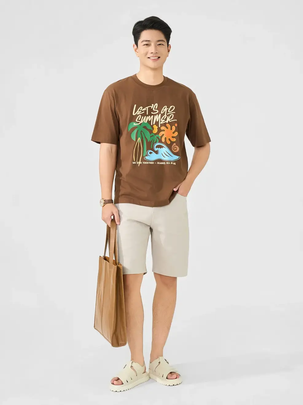 Áo Phông Let's Go Summer - Nâu 123 - L