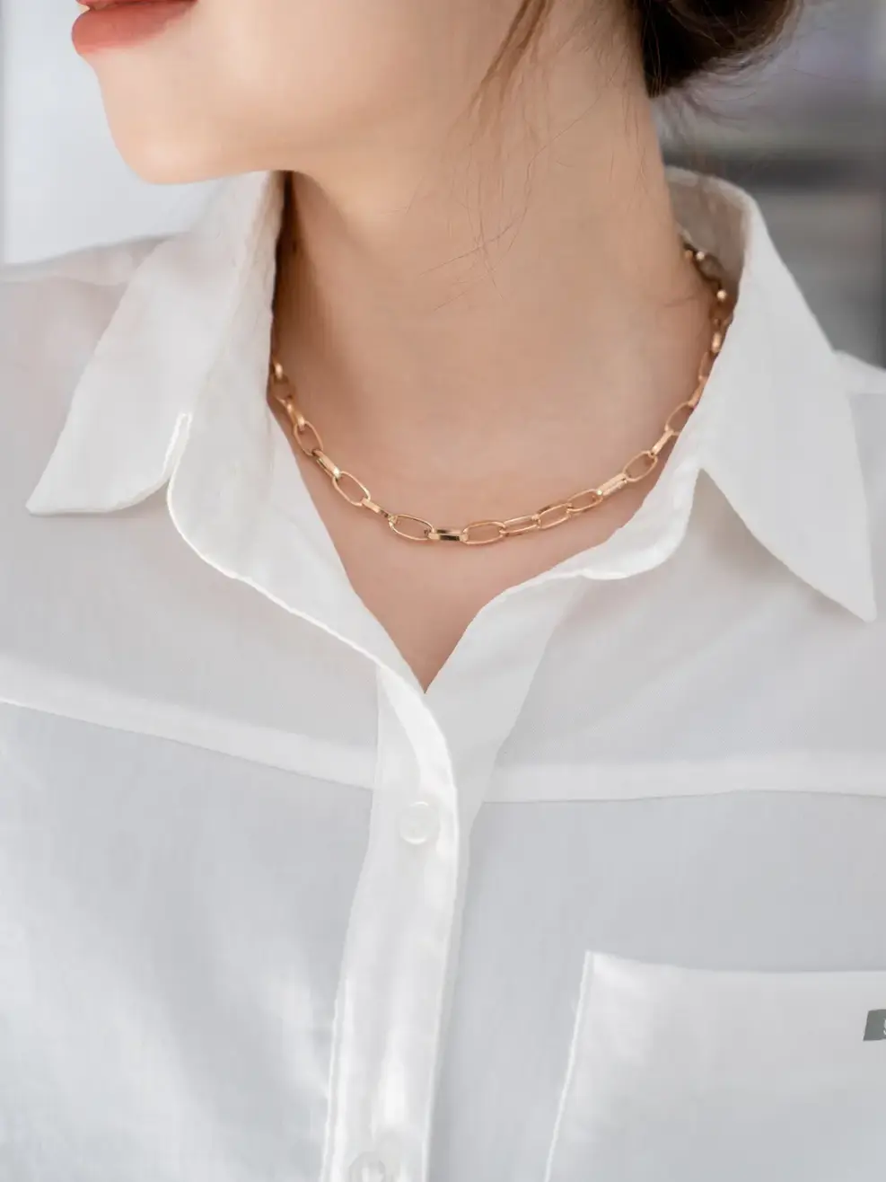 Sơ mi dài tay nữ thô đũi - Trắng - S