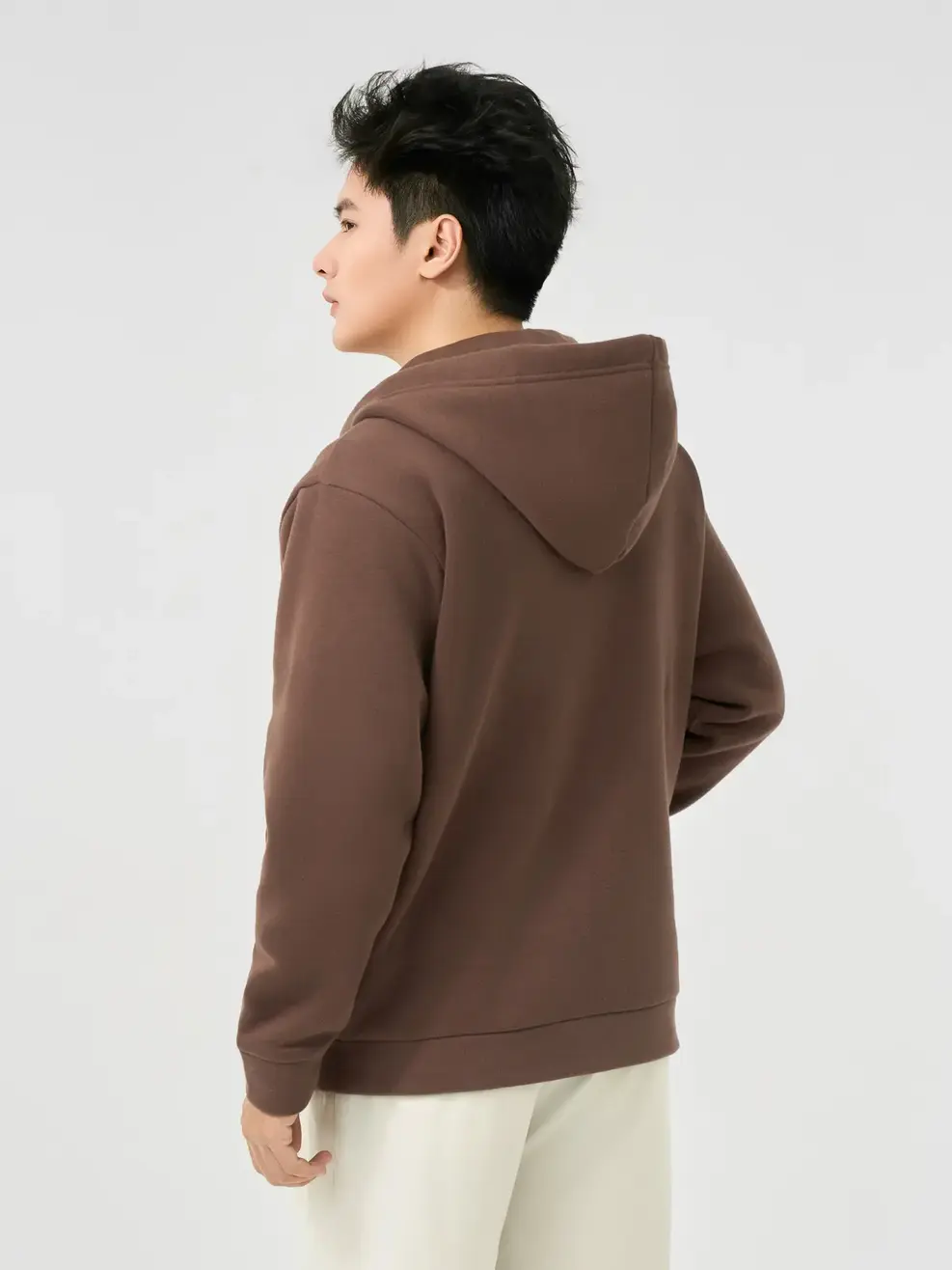 Áo Nỉ Mũ Nam Basic Khóa Hai Đầu - Nâu 064 - M