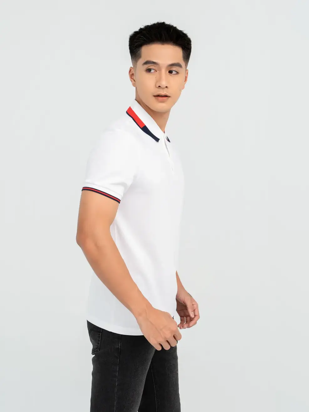 Áo Polo Nam Cafe Dệt Tổ Ong Phối Bo-APM6081 - Trắng 001 - M