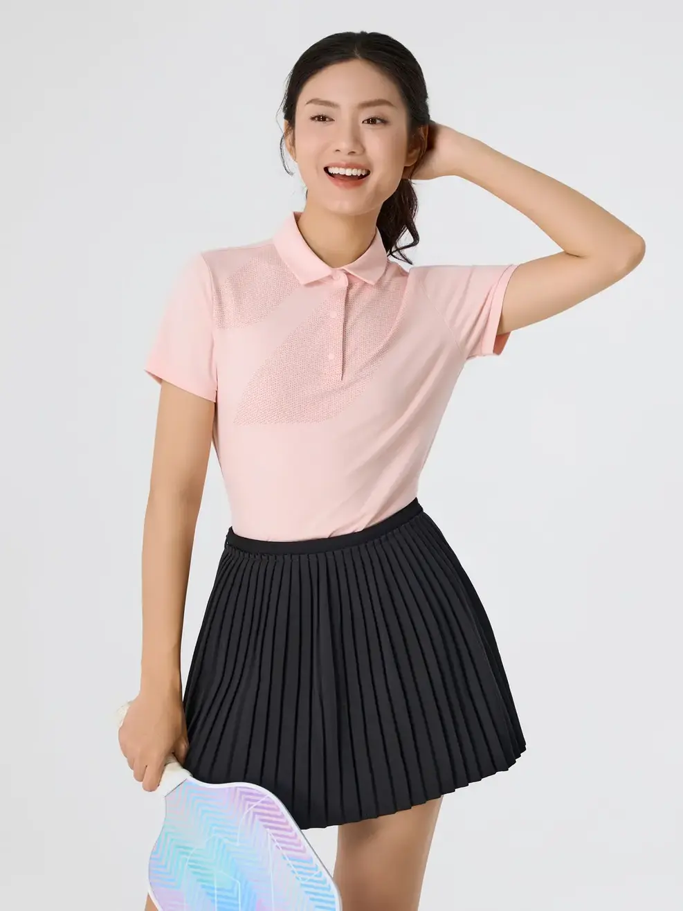 Áo Polo Nữ Thể Thao In Hoạ Tiết - hồng 047 - XS