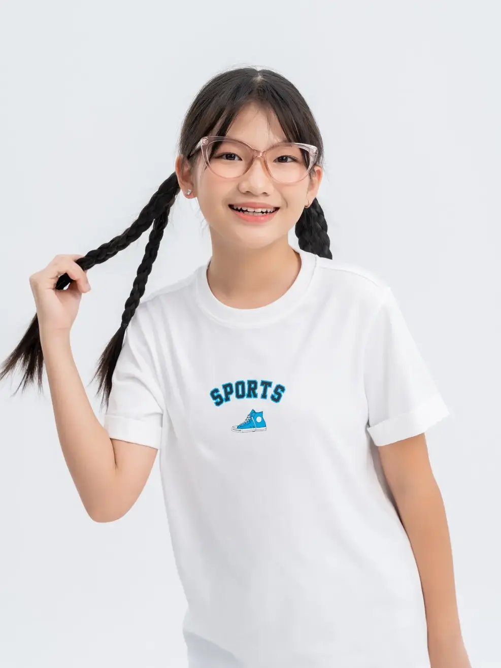 T-shirt Kid Lớn In Giày Sport - Trắng - 10