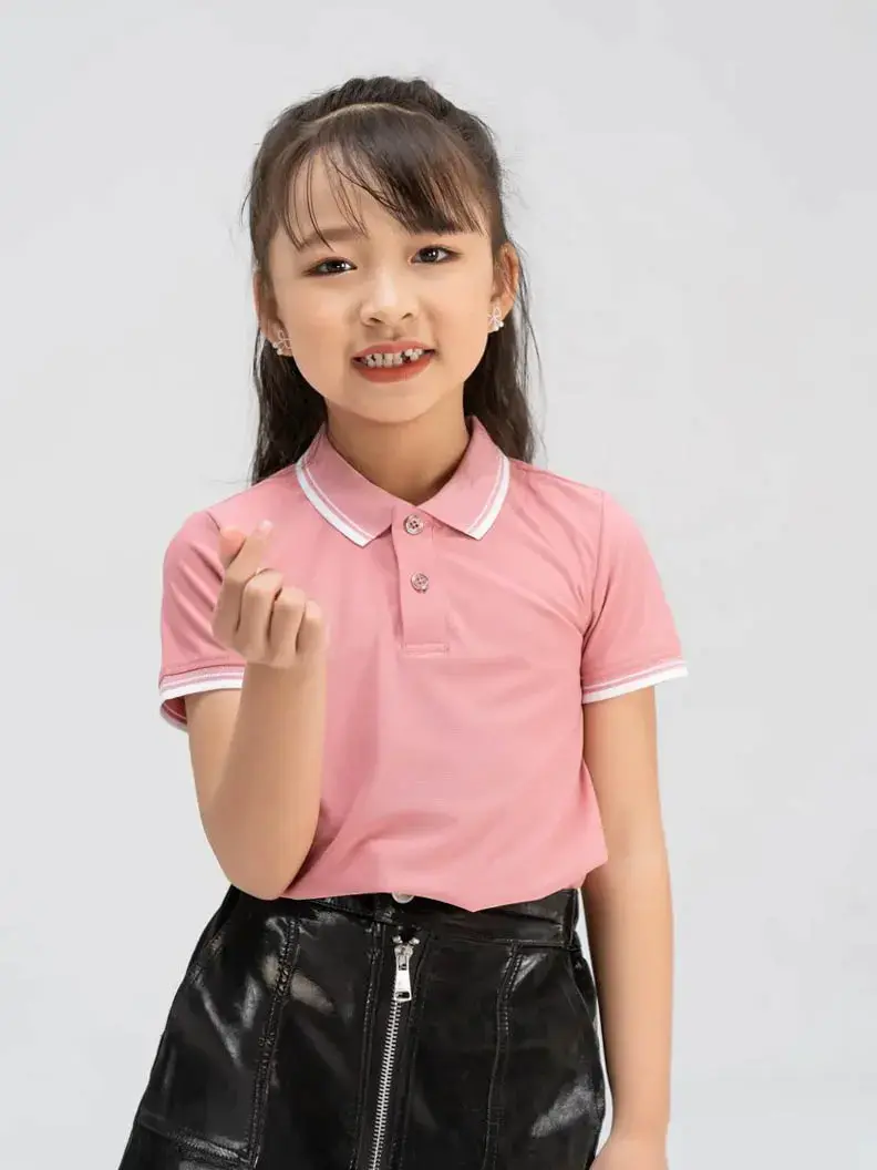 Polo kid airy cool bo kẻ - Hồng - 6