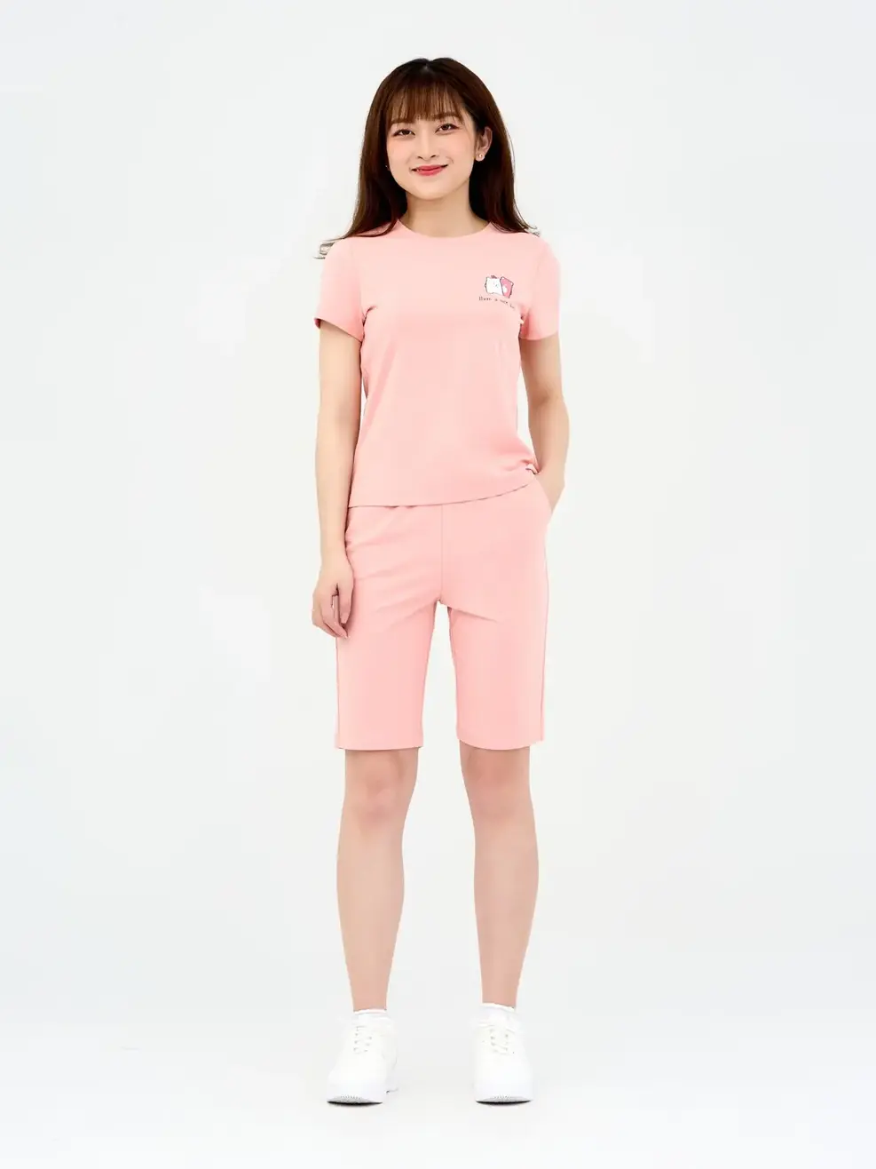Đồ Bộ Nữ Lửng In Gấu Cotton 95/5 - Hồng - S