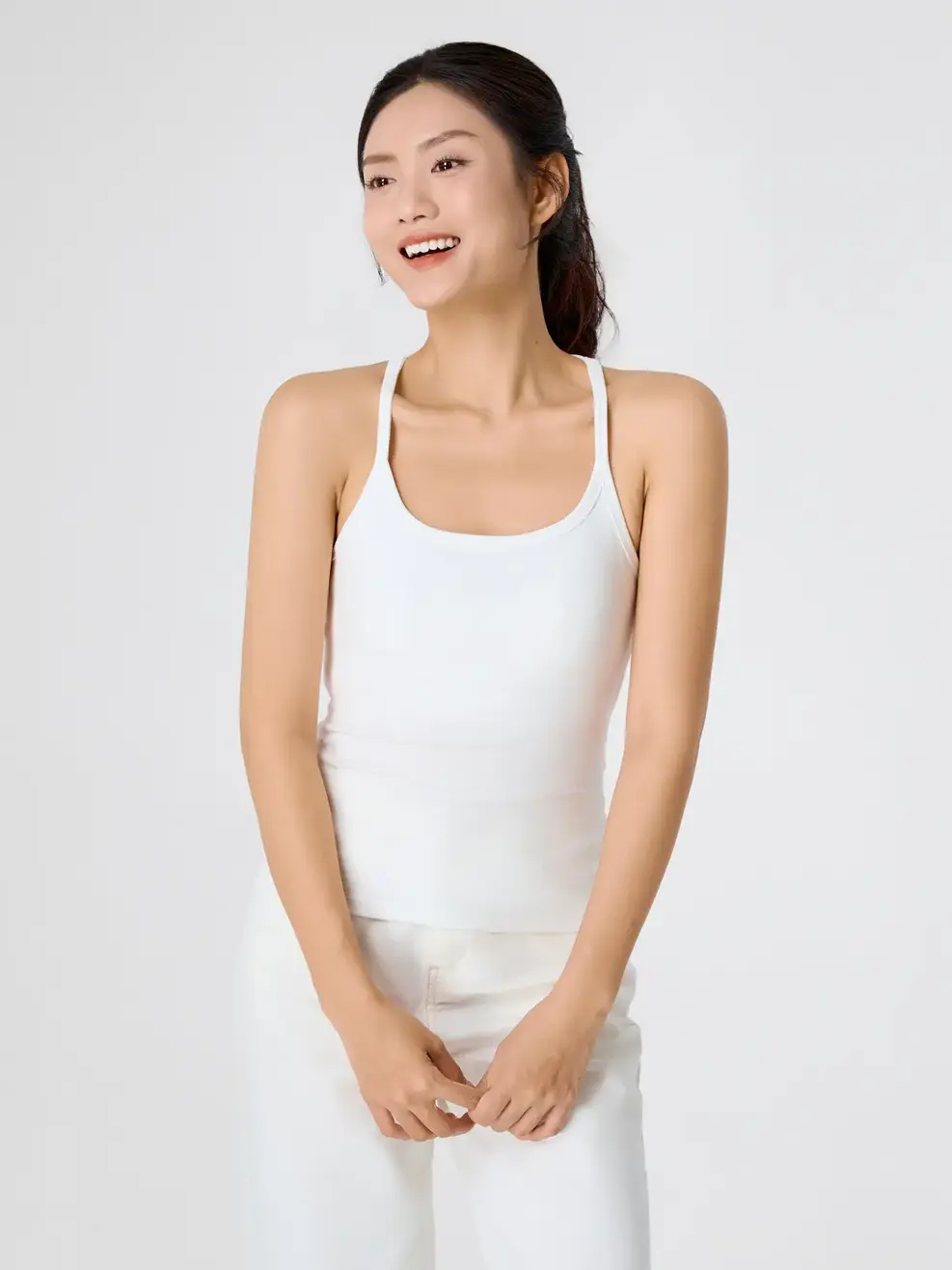 Áo Hai Dây Nữ Có Đệm Ngực - Trắng 001 - S