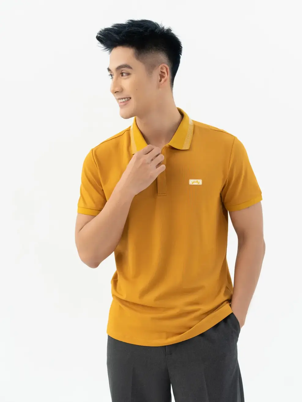 Áo Polo Nam Mắt Chim Phối Bo - Vàng - 2XL