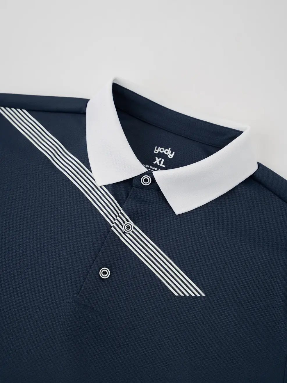 Áo Polo Nam Phối Cổ Thân Có In - Navy 028 - S