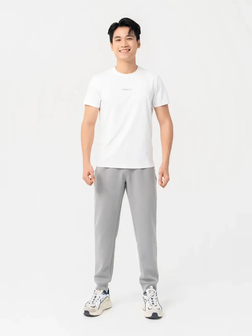 T-shirt Thể Thao Nam In Ngực Athletic - Trắng - L