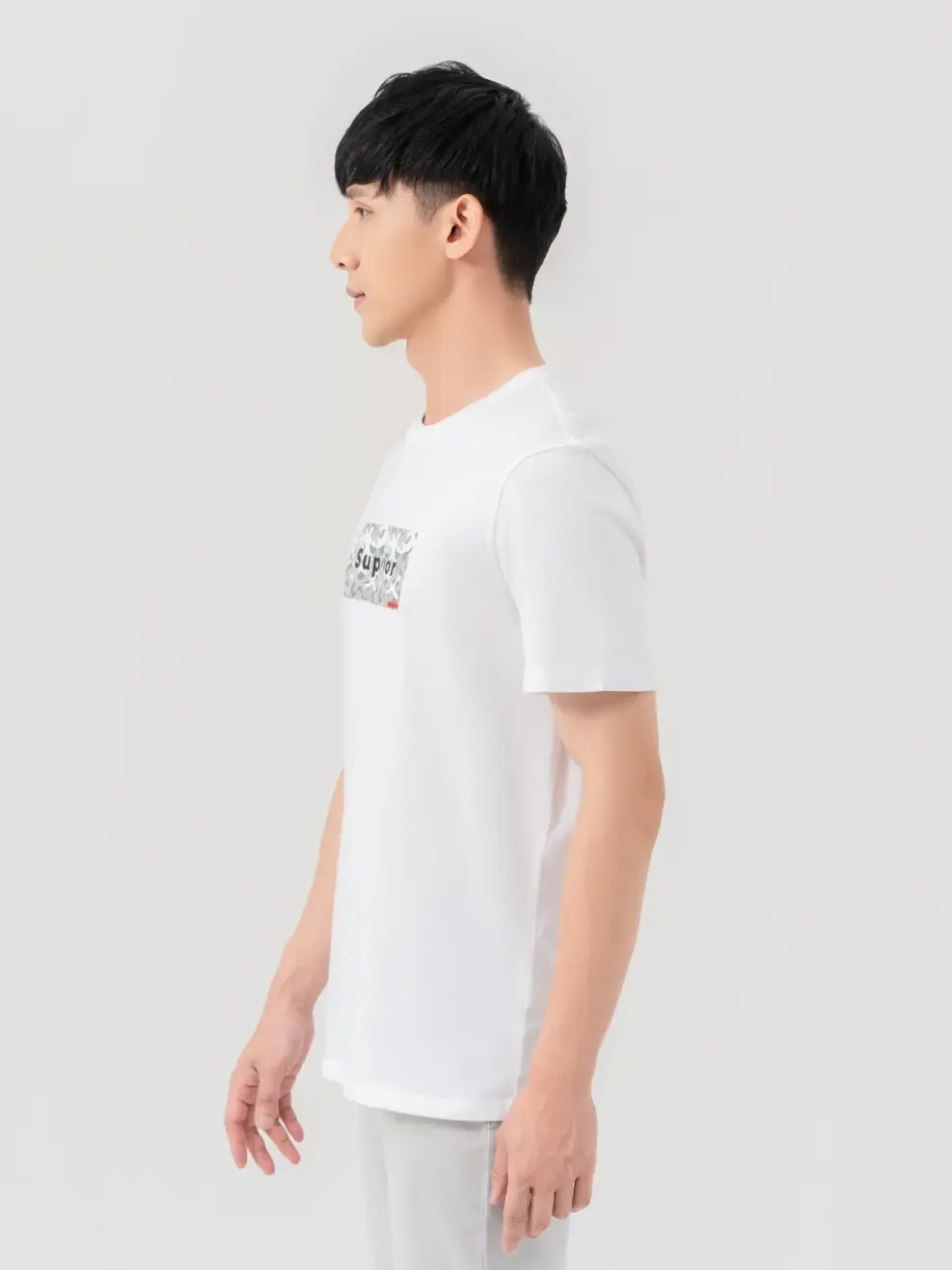 T-shirt Nam In Superior Cotton Usa - Trắng 1 - M
