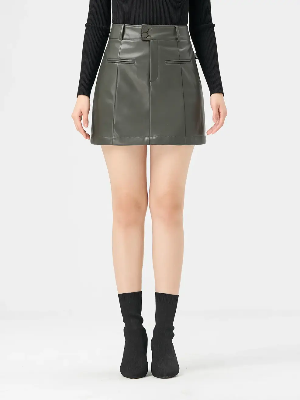 Chân Váy Nữ Da Dáng A Cơi Túi - Rêu - S