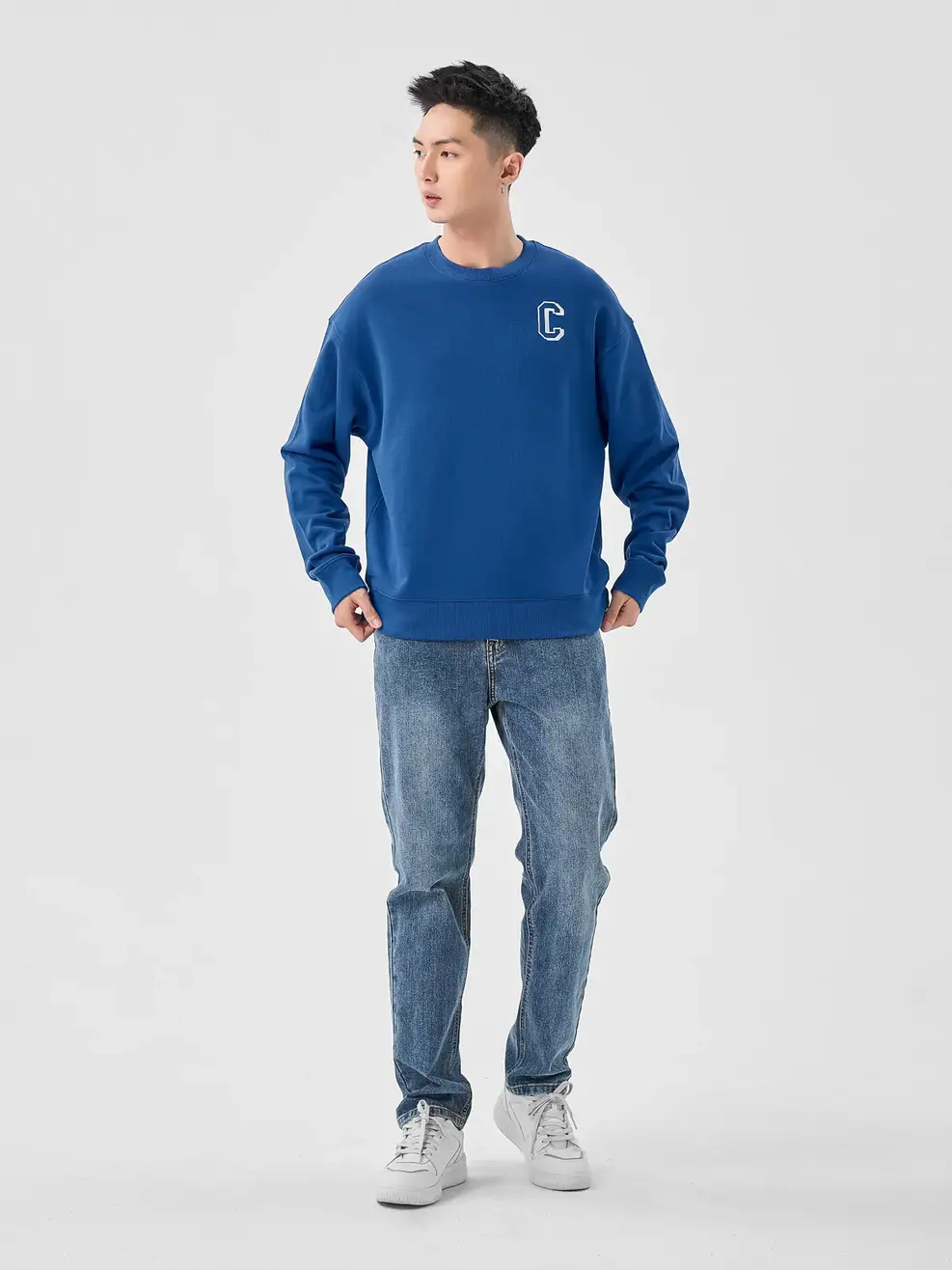 Áo Yoguu Dài Tay Thêu Ngực Chữ C - Xanh đậm - 1