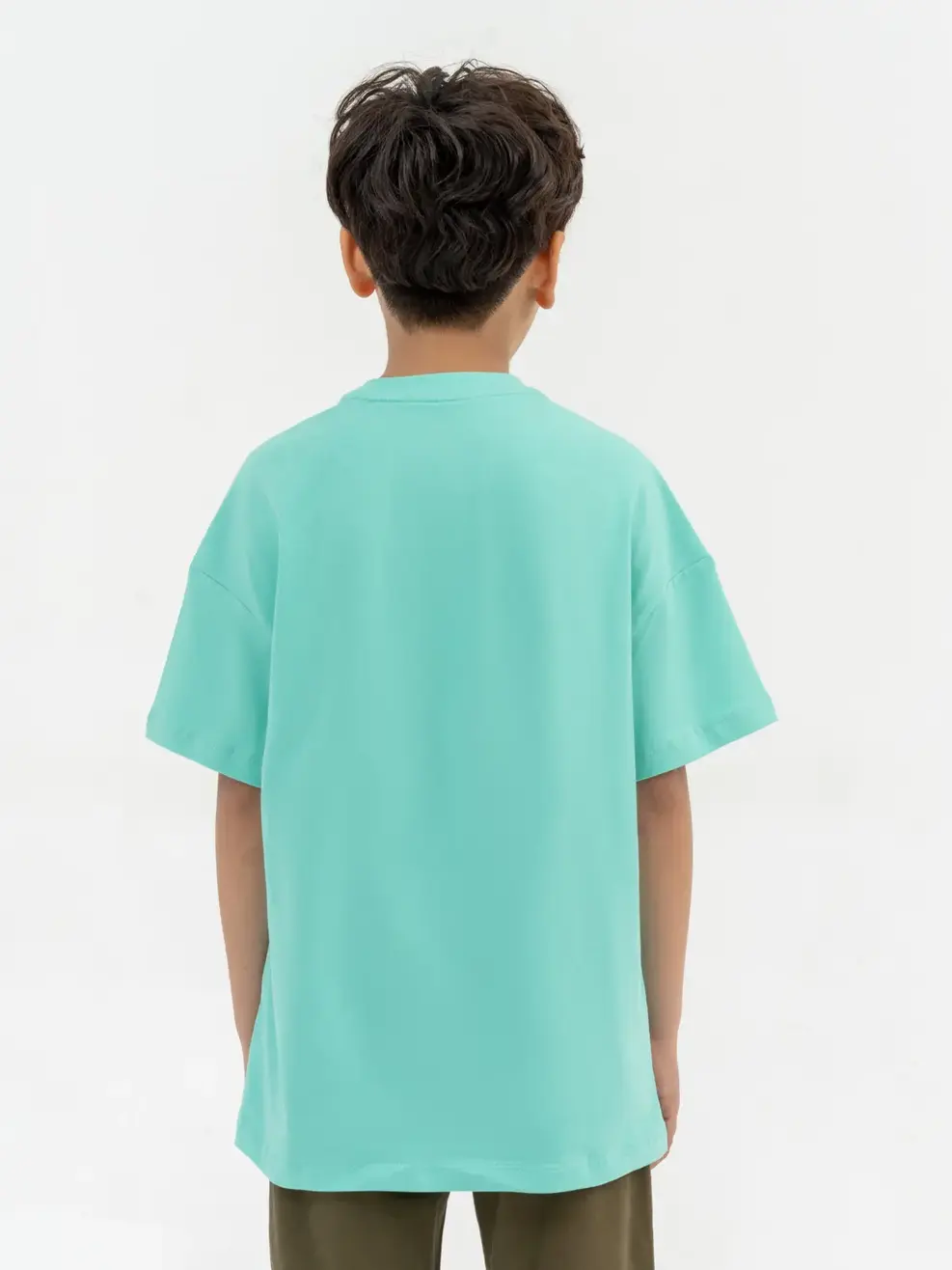 T-shirt Kid Lớn In Vịt Uống Coffee - Xanh ngọc - 14