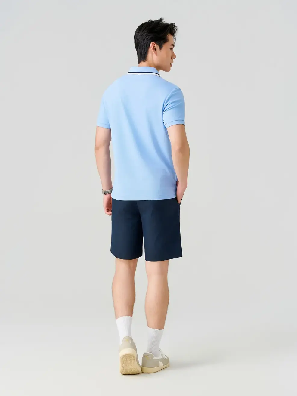 Áo Polo Bo Phối Màu - Xanh da trời 050 - M