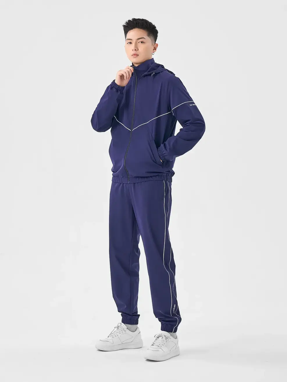 Bộ Đồ Thể Thao Nam Gió Phối Sọc - Navy 1 - M