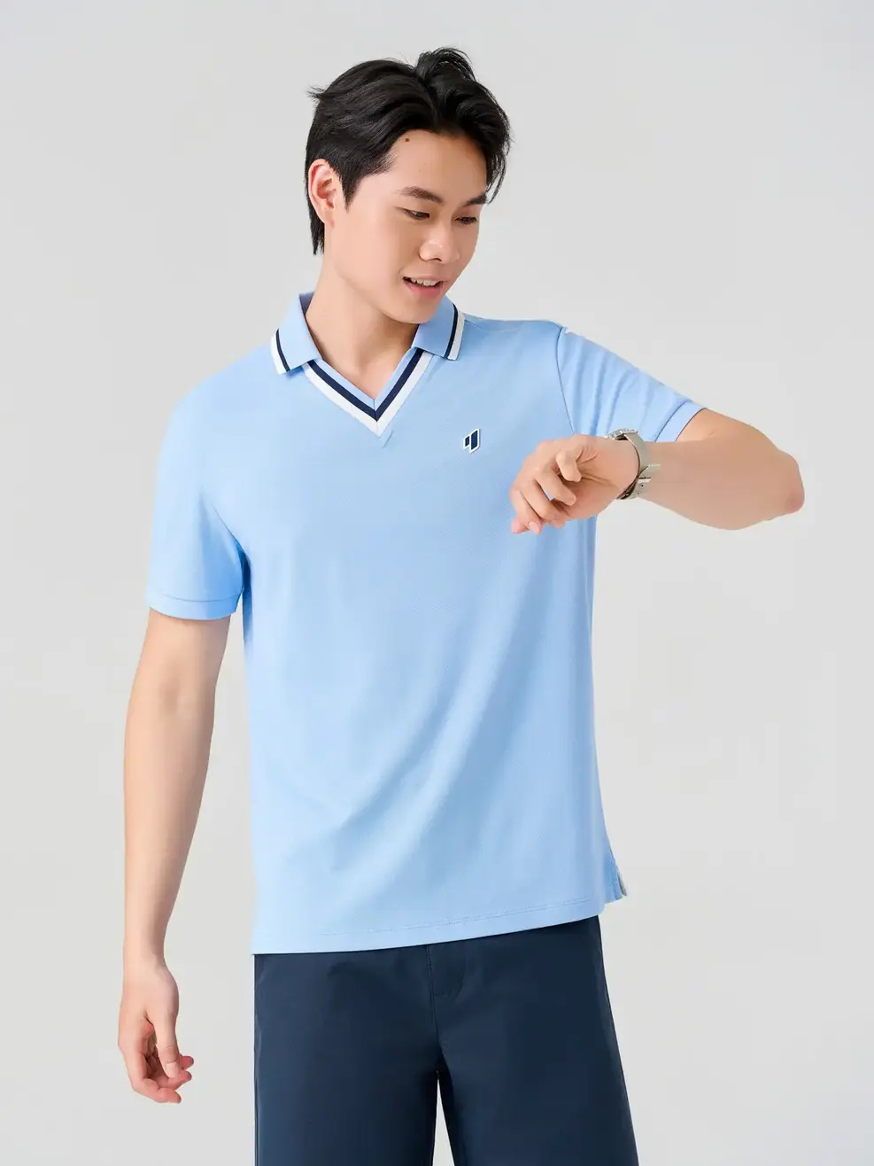 Áo Polo Bo Phối Màu - Xanh da trời 050 - M