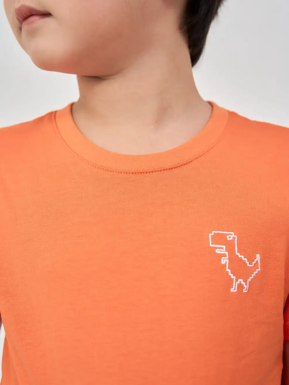 T-shirt Kid Thêu Khủng Long Cotton Usa - Cam - 2