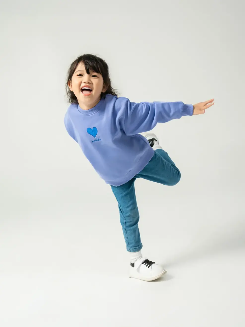 Áo nỉ trẻ em thêu trái tim - Tím - 2