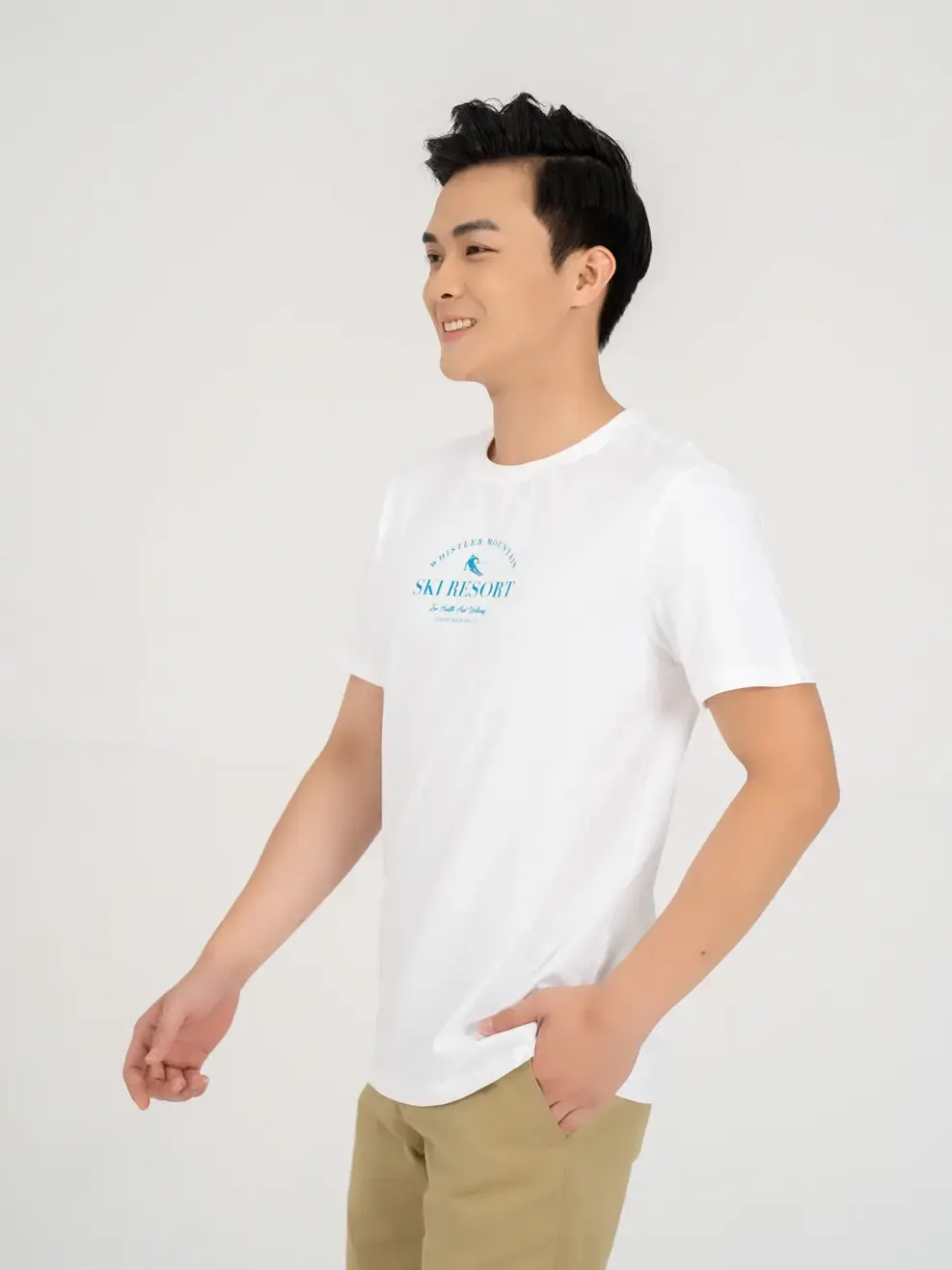 Áo thun nam in Skiresort - Trắng - M