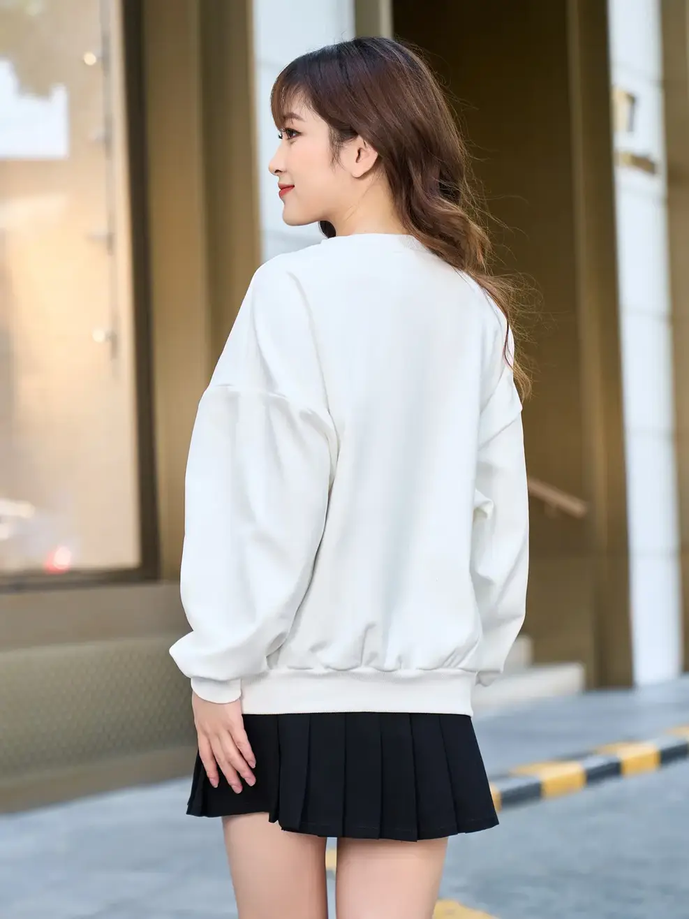 Áo nỉ nữ gia đình thêu COFFEE - Trắng - S