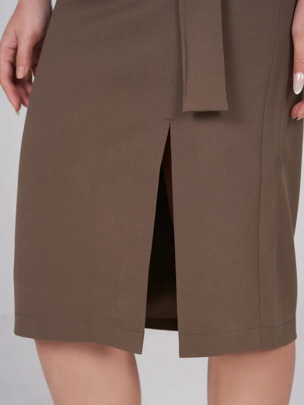 Chân váy nữ thắt vạt hông - Nâu - L