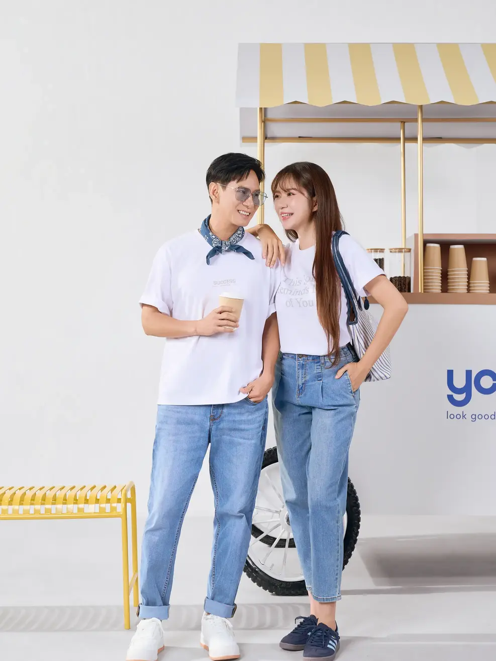 Jean nữ baggy cạp liền co giãn - Xanh nhạt - 31