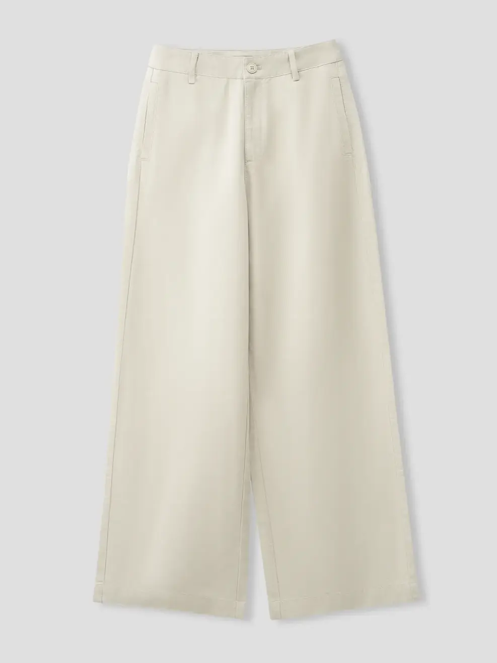 Quần Khaki Dáng Suông Cạp Cao Cơ Bản - Trắng 037 - 26