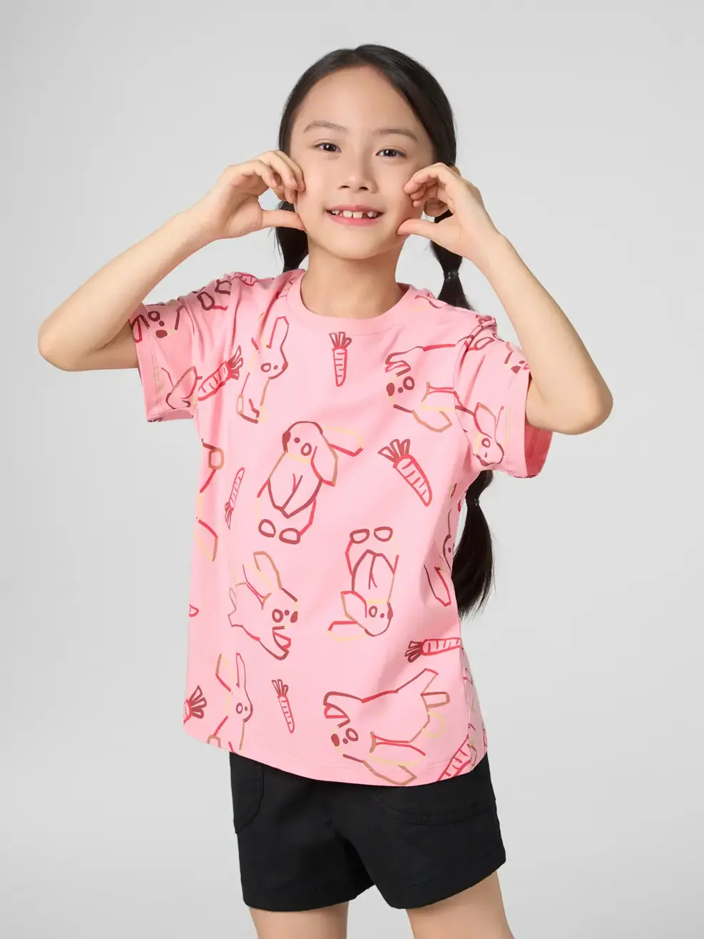 Áo Phông In Tràn Chú Thỏ - Hồng 022 - 2-3