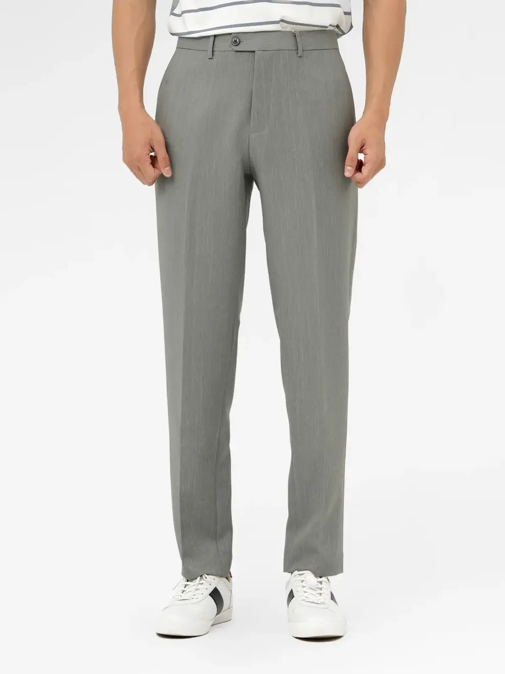 Quần Âu Nam Nano Melange Slim Fit - Ghi - 29