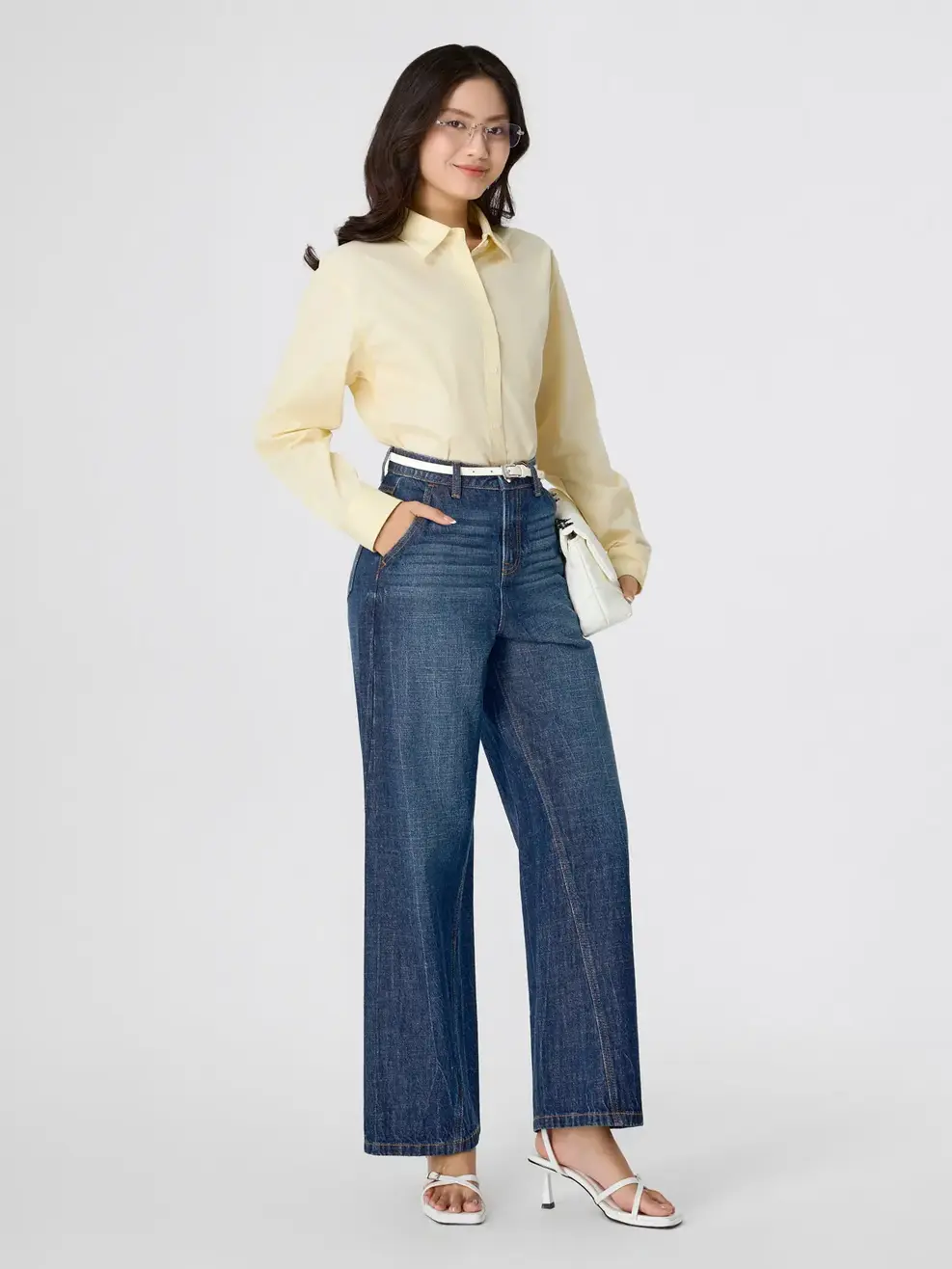 Áo Sơ-mi Loose fit cotton - Màu vàng 001 - S