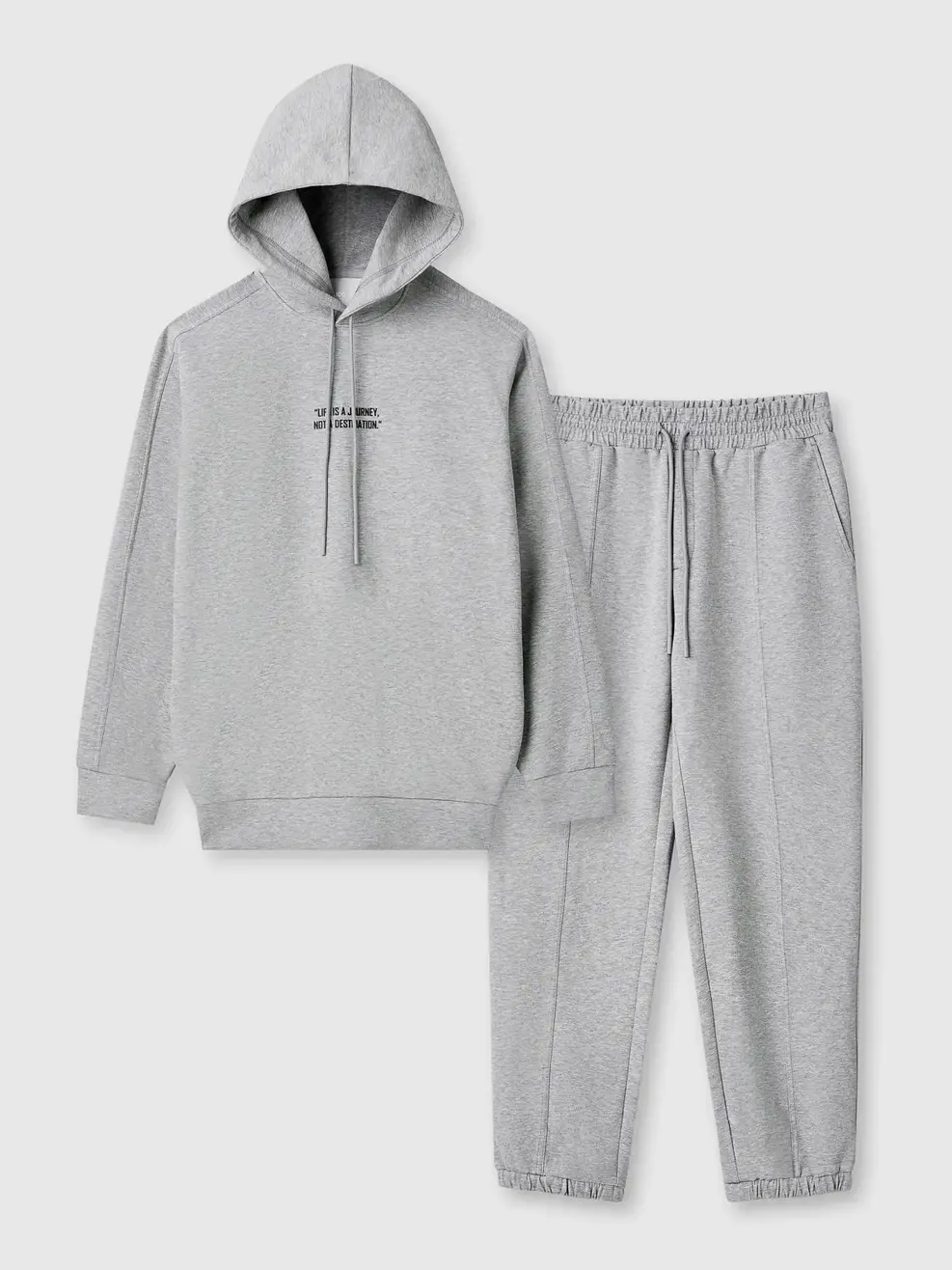 Bộ Đồ Nỉ Hoodie Nam In Chữ Ngực - Melange xám 52 - M