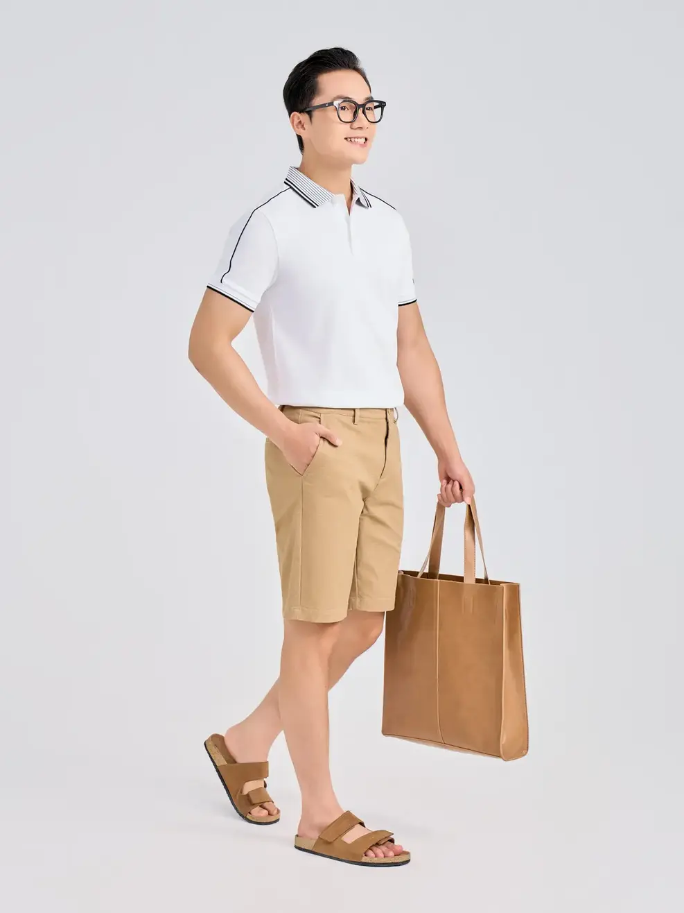 Áo Polo Nam Bo Cổ Kẻ ( Apm7219) - trắng 026 - M