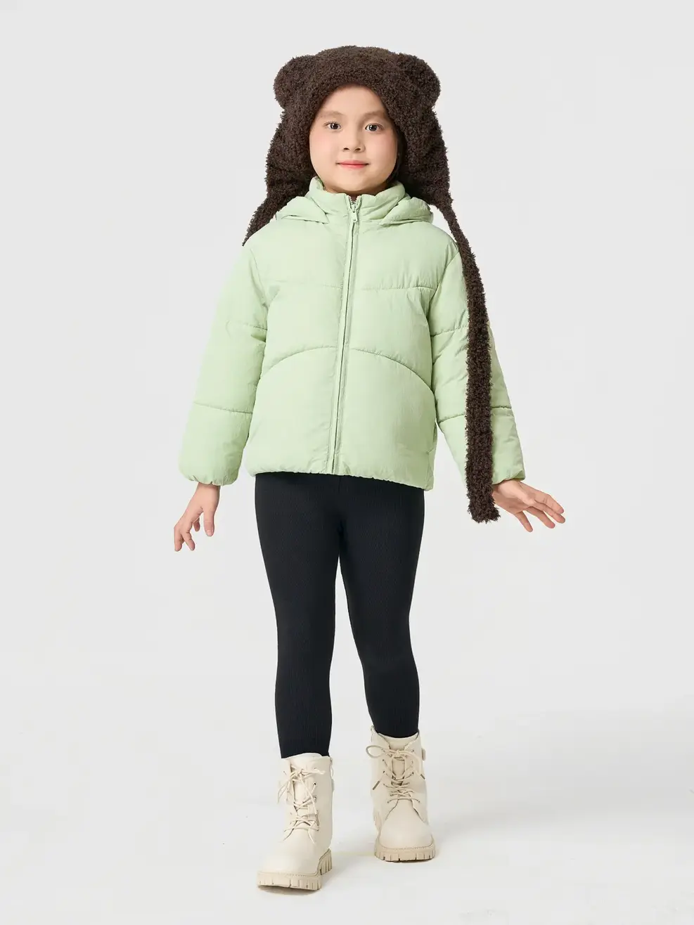 Áo Phao Kid Chần Bông Mũ Liền - Xanh Lá 096 - 110