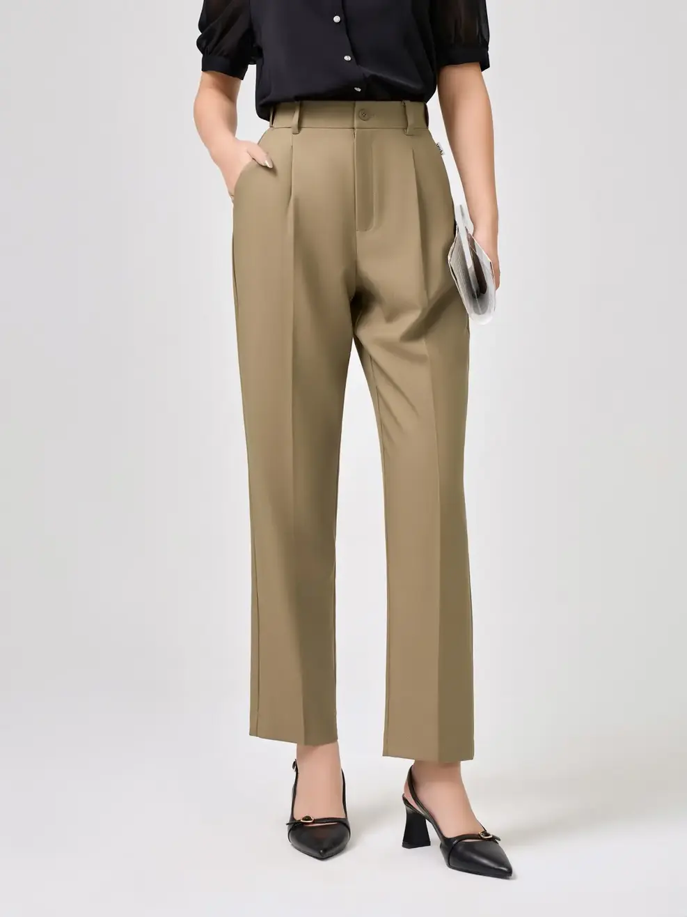 Quần Tây Nữ Nano Chun Di Động - Nâu be - M