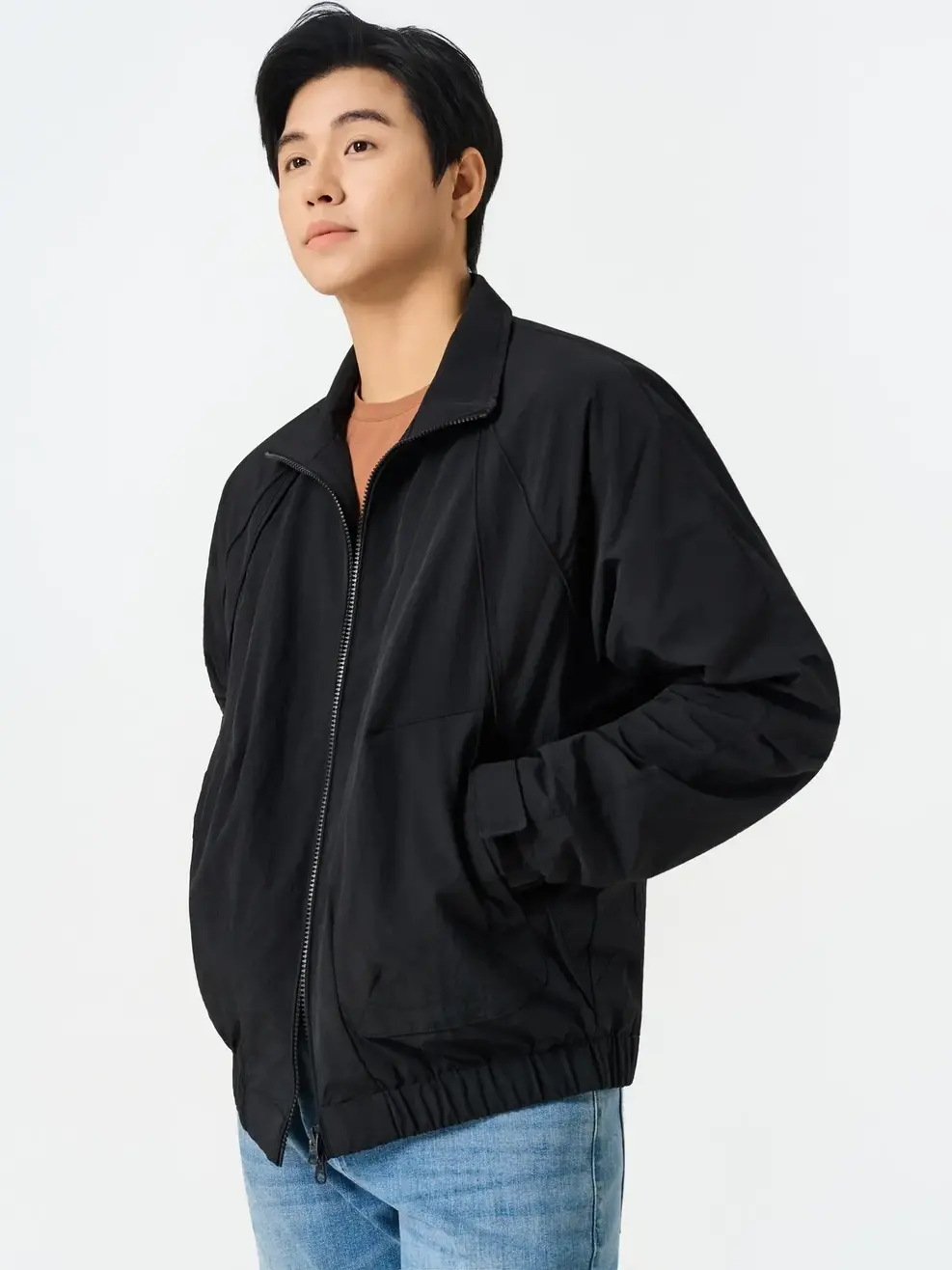 Áo Khoác Gió nam cổ dựng kiểu - ĐEN 002 - M